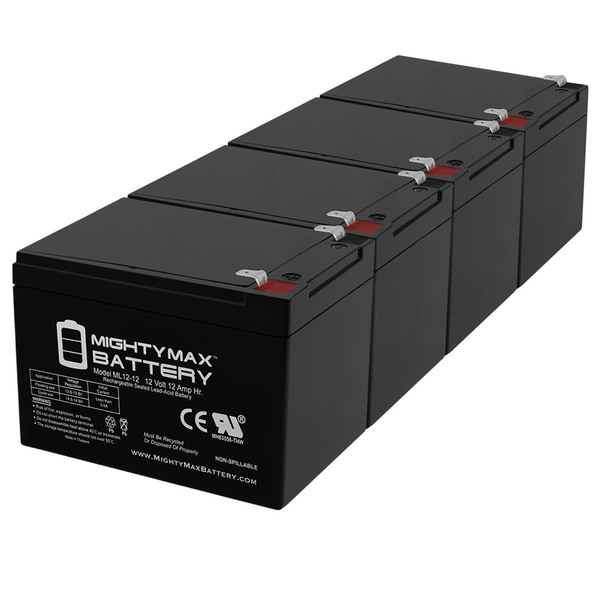 Mighty Max Battery 12V 12Ah F2 Battery Replaces Rhino SLA10-12 T25, SLA 10-12 T25 4 Pack ML12-12F2MP445851